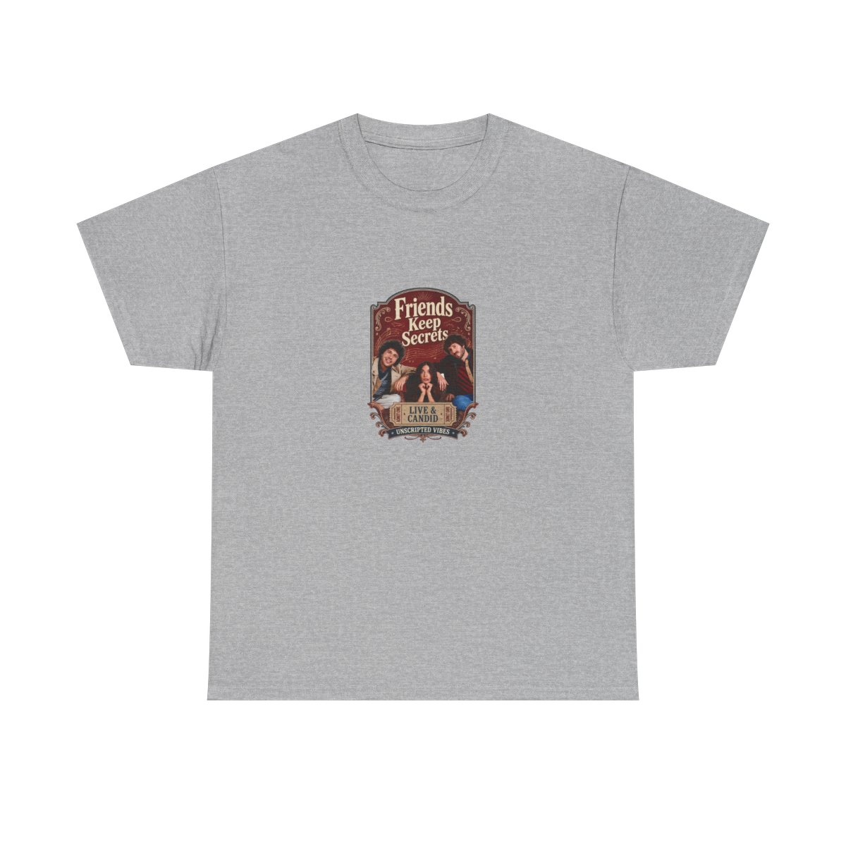Friends Keep Secrets "Live & Candid." Unisex Tee - alternate angle 3, merchandise